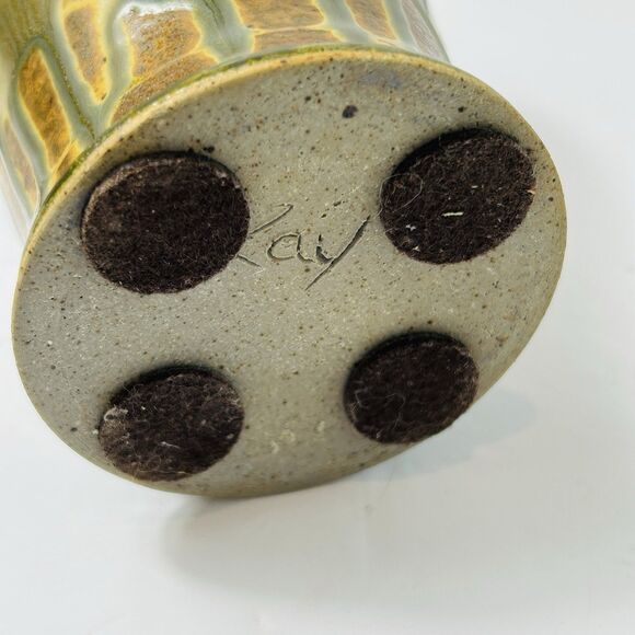 Paul Ray Pottery Drip Glaze Soap Dispenser Signed 8" Pump Studio Seagrove NC - Picture 7 of 7